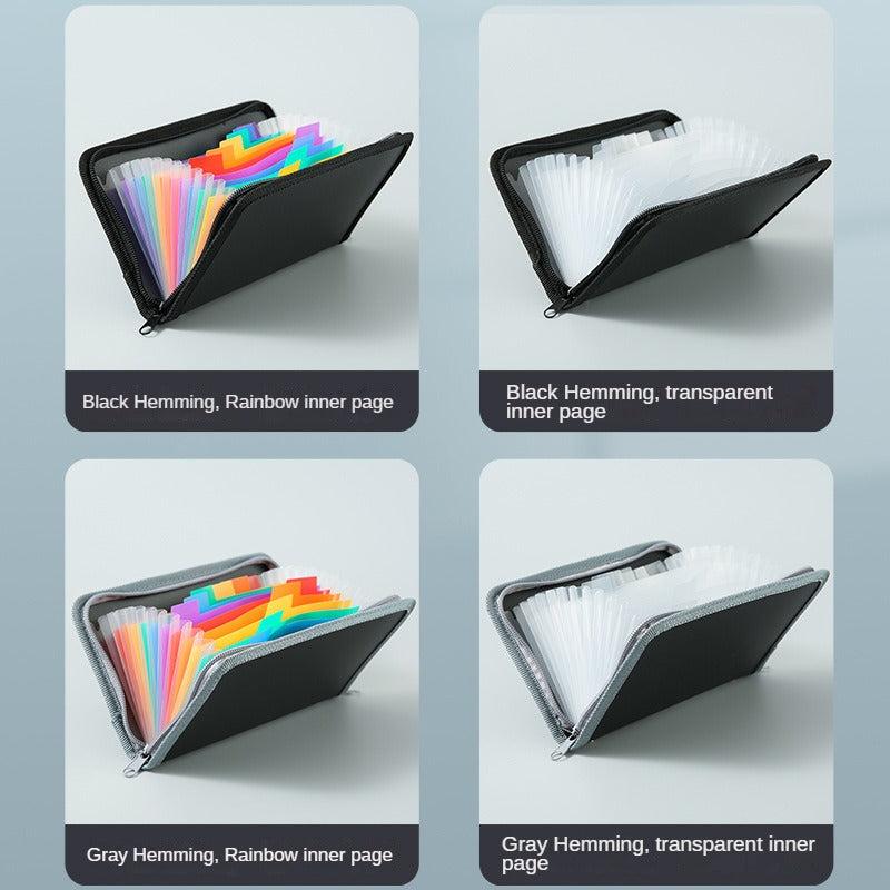 A6 Mini Organ Bag Rainbow Edge Zipper Organ Clip Bill Storage Folder