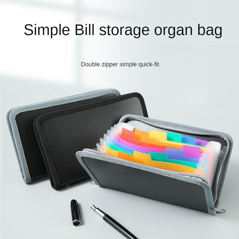 A6 Mini Organ Bag Rainbow Edge Zipper Organ Clip Bill Storage Folder