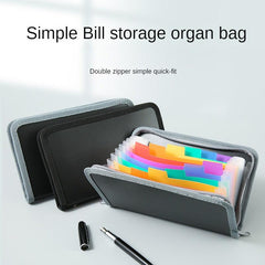 A6 Mini Organ Bag Rainbow Edge Zipper Organ Clip Bill Storage Folder