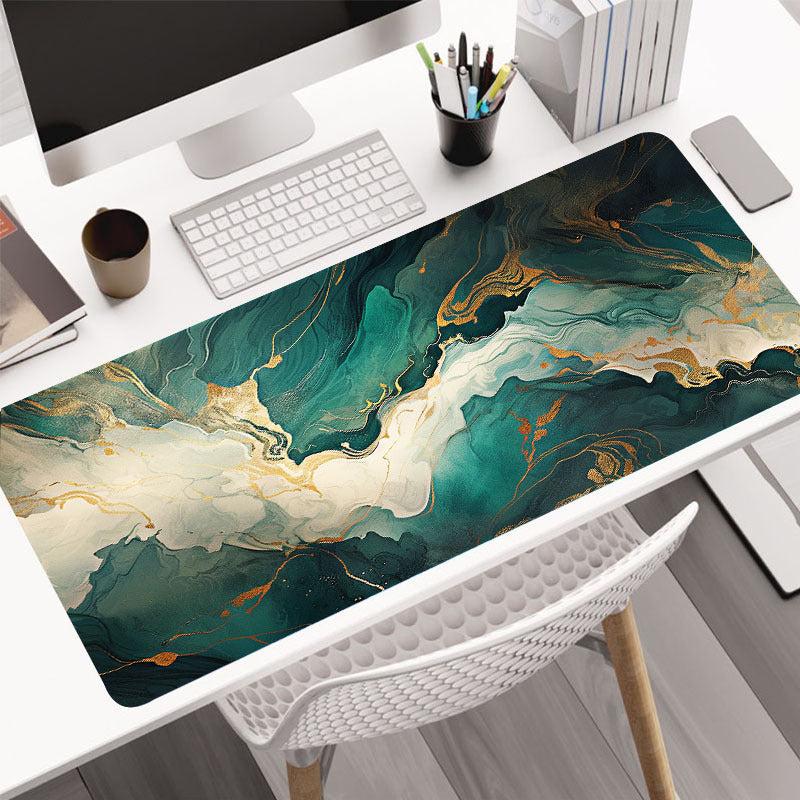 Abstract Green Large Gaming Mousepad HD Keyboard Pad