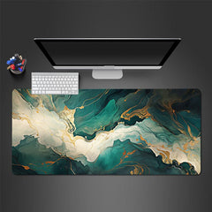 Abstract Green Large Gaming Mousepad HD Keyboard Pad