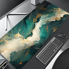 Abstract Green Large Gaming Mousepad HD Keyboard Pad