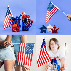 10pcs American Hand Held Mini Flags Decorations 1 Dozen 10pcs