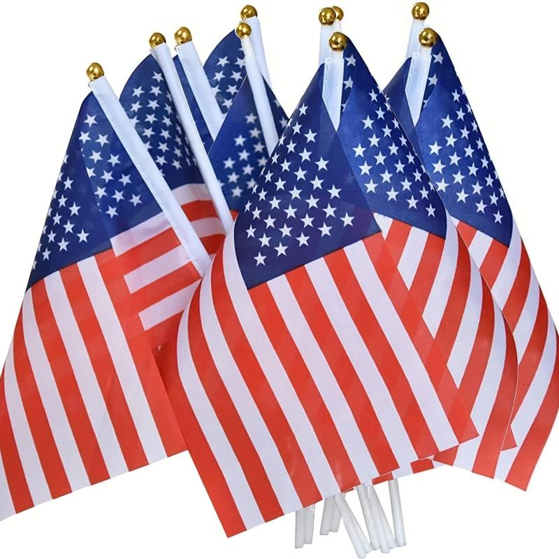 10pcs American Hand Held Mini Flags Decorations 1 Dozen 10pcs