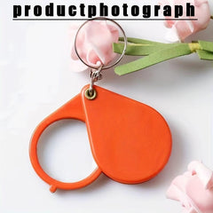 Mini Folding Magnifying Glass Key Chain HD Pendant