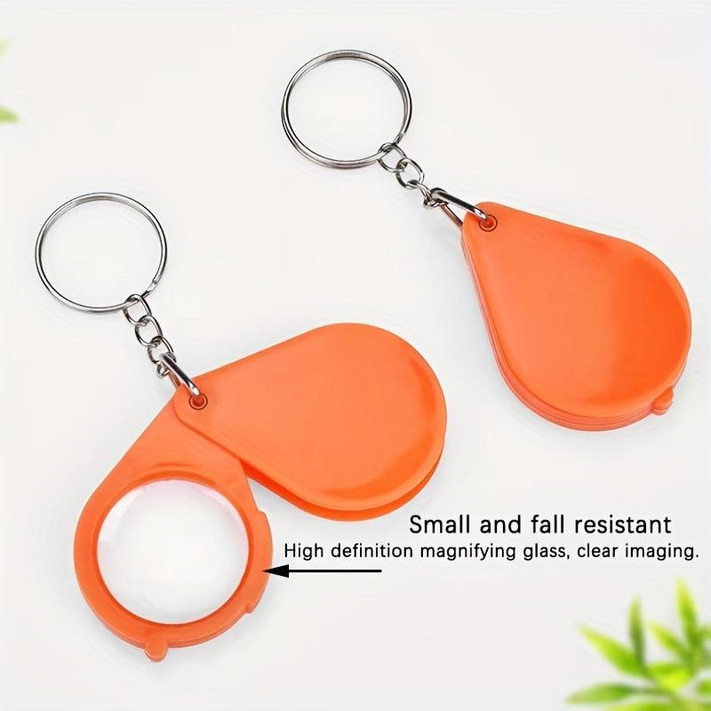 Mini Folding Magnifying Glass Key Chain HD Pendant