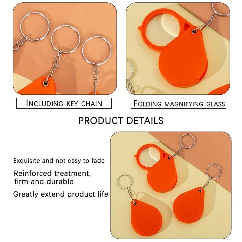 Mini Folding Magnifying Glass Key Chain HD Pendant