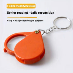 Mini Folding Magnifying Glass Key Chain HD Pendant