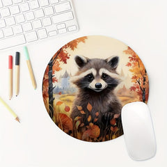 Raccoon Round Mouse Pad Washable Non Slip Rubber Base 20cmx20cm