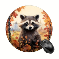 Raccoon Round Mouse Pad Washable Non Slip Rubber Base 20cmx20cm