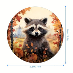 Raccoon Round Mouse Pad Washable Non Slip Rubber Base 20cmx20cm