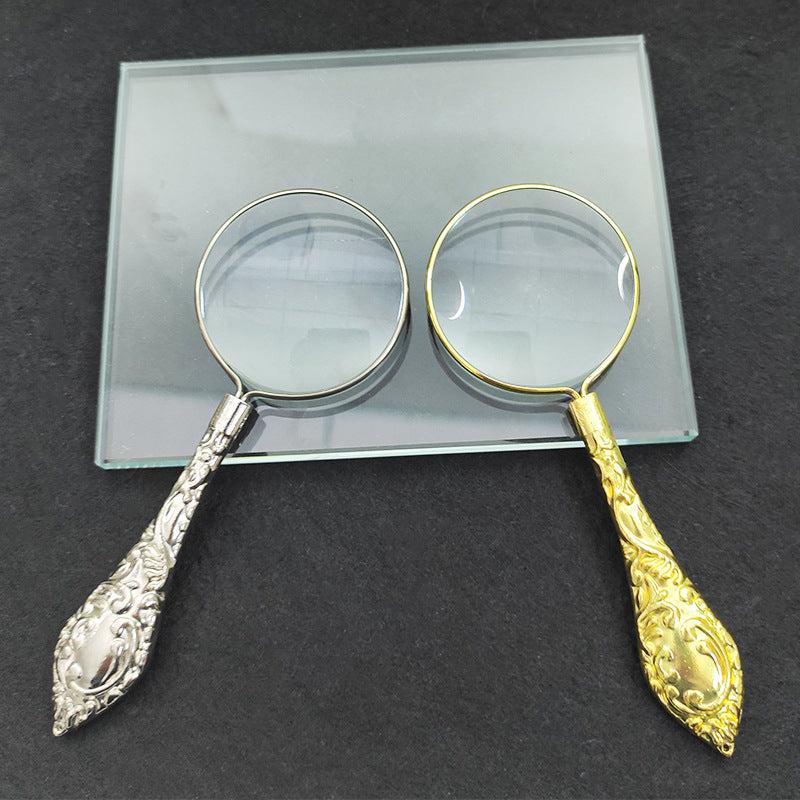 Retro Relief Pattern Magnifying Glass 45mm Handheld Mirror