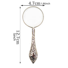 Retro Relief Pattern Magnifying Glass 45mm Handheld Mirror