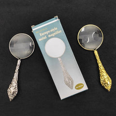 Retro Relief Pattern Magnifying Glass 45mm Handheld Mirror