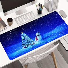 Christmas Snowflake Tree Snowman Large Gaming Mousepad
