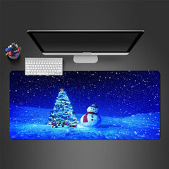 Christmas Snowflake Tree Snowman Large Gaming Mousepad