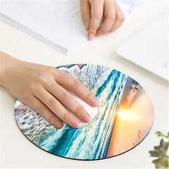 Beach Mouse Pad Non Slip Round Rubber Laptop Desk Accessories Mouse Pad