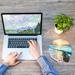Beach Mouse Pad Non Slip Round Rubber Laptop Desk Accessories Mouse Pad