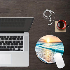 Beach Mouse Pad Non Slip Round Rubber Laptop Desk Accessories Mouse Pad