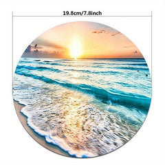 Beach Mouse Pad Non Slip Round Rubber Laptop Desk Accessories Mouse Pad