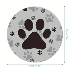 Round Mouse Pad Animal Footprints Pattern Washable Fabrics Non Slip Rubber Base