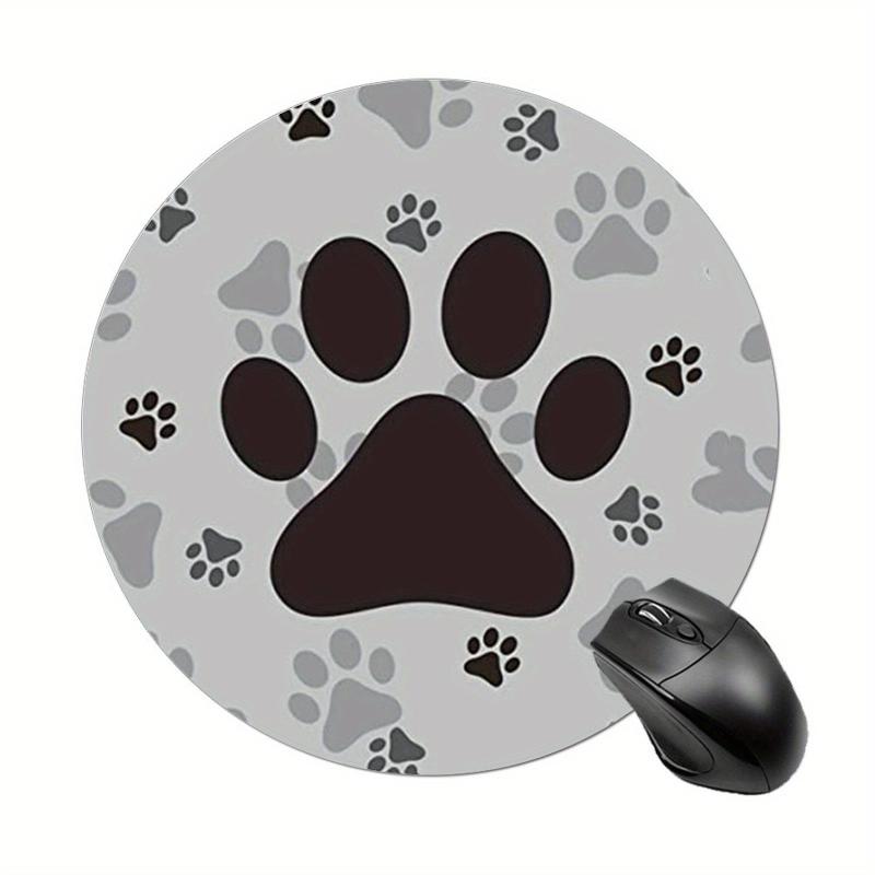 Round Mouse Pad Animal Footprints Pattern Washable Fabrics Non Slip Rubber Base