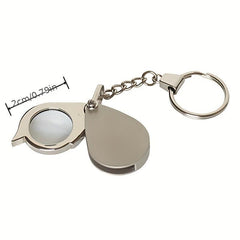 Foldable 10X Magnifier Keychain for Reading and Jewelry, Metal Lens