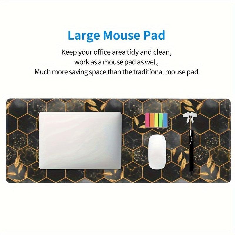 Golden Bee Leaf Hexagon Large Mouse Pad Non Slip Keyboard Pads 80 X 30 Cm