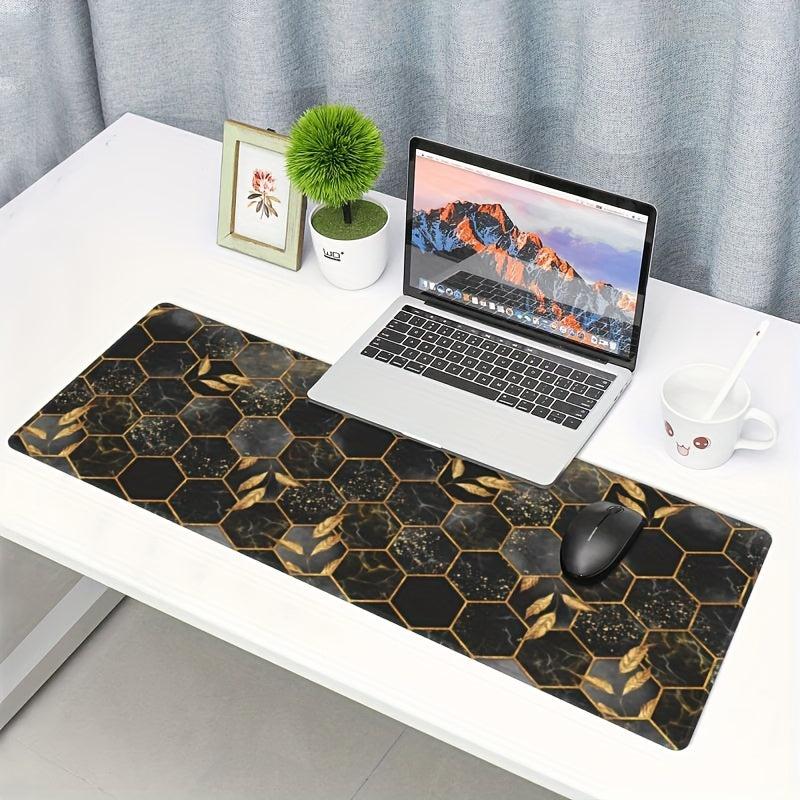 Golden Bee Leaf Hexagon Large Mouse Pad Non Slip Keyboard Pads 80 X 30 Cm