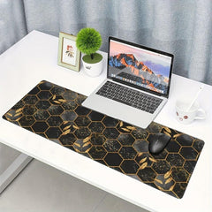 Golden Bee Leaf Hexagon Large Mouse Pad Non Slip Keyboard Pads 80 X 30 Cm