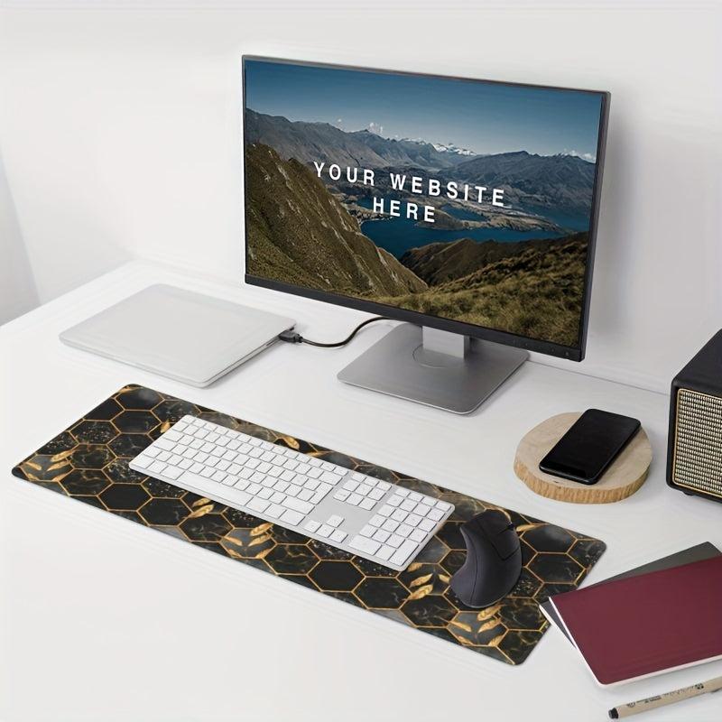 Golden Bee Leaf Hexagon Large Mouse Pad Non Slip Keyboard Pads 80 X 30 Cm