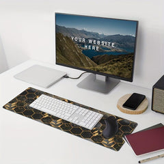 Golden Bee Leaf Hexagon Large Mouse Pad Non Slip Keyboard Pads 80 X 30 Cm