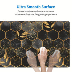 Golden Bee Leaf Hexagon Large Mouse Pad Non Slip Keyboard Pads 80 X 30 Cm