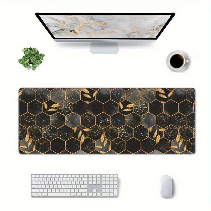 Golden Bee Leaf Hexagon Large Mouse Pad Non Slip Keyboard Pads 80 X 30 Cm