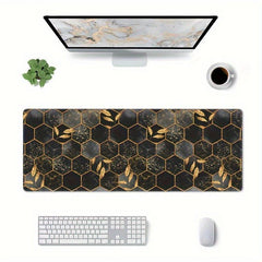 Golden Bee Leaf Hexagon Large Mouse Pad Non Slip Keyboard Pads 80 X 30 Cm