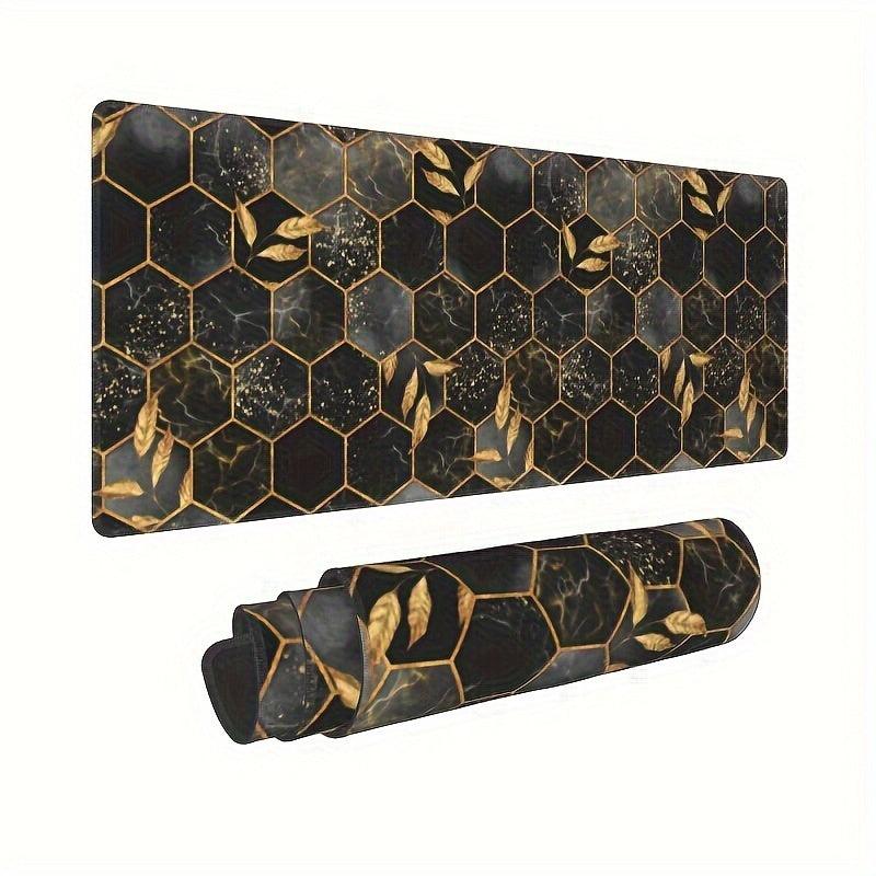Golden Bee Leaf Hexagon Large Mouse Pad Non Slip Keyboard Pads 80 X 30 Cm