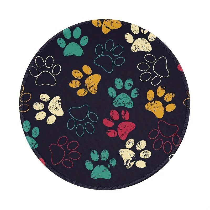 Funny Dog Paw Print Round Mouse Pad