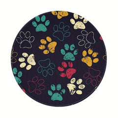 Funny Dog Paw Print Round Mouse Pad