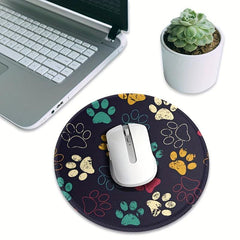 Funny Dog Paw Print Round Mouse Pad