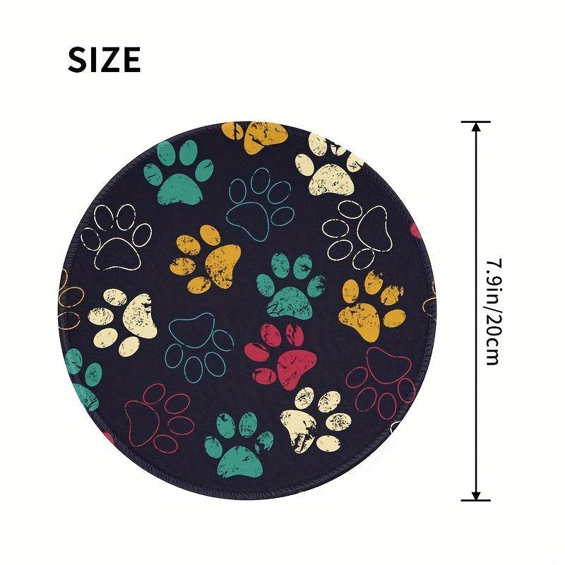 Funny Dog Paw Print Round Mouse Pad