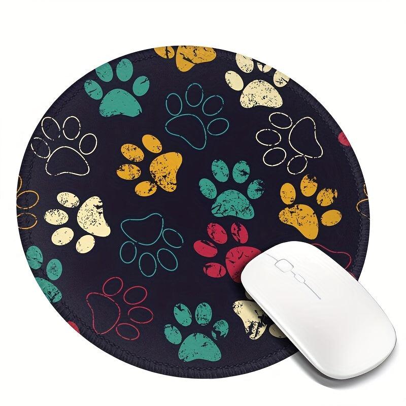 Funny Dog Paw Print Round Mouse Pad