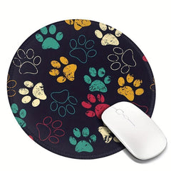 Funny Dog Paw Print Round Mouse Pad