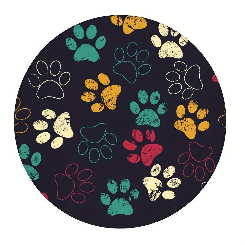 Funny Dog Paw Print Round Mouse Pad