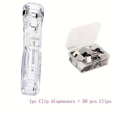 50 Pcs Reusable Portable Paper Clam Clip Dispenser Refill Clips