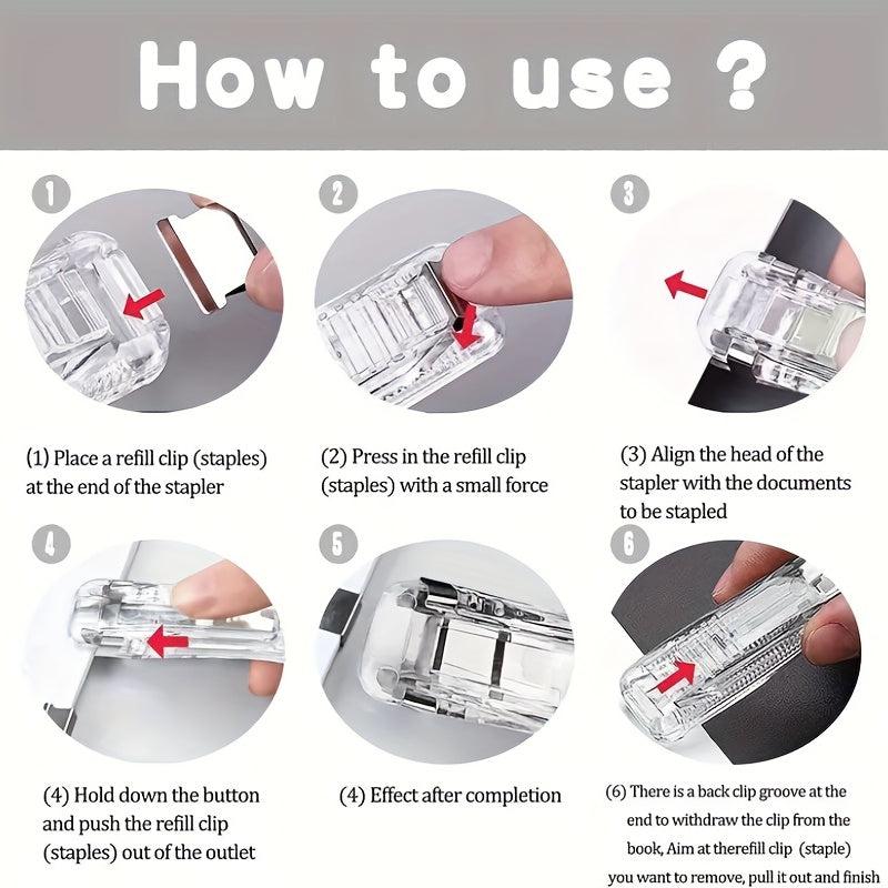 50 Pcs Reusable Portable Paper Clam Clip Dispenser Refill Clips