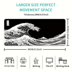 Sea Wave Large Gaming Mouse Pad Extended Desk Mat Non-slip Washable Rubber