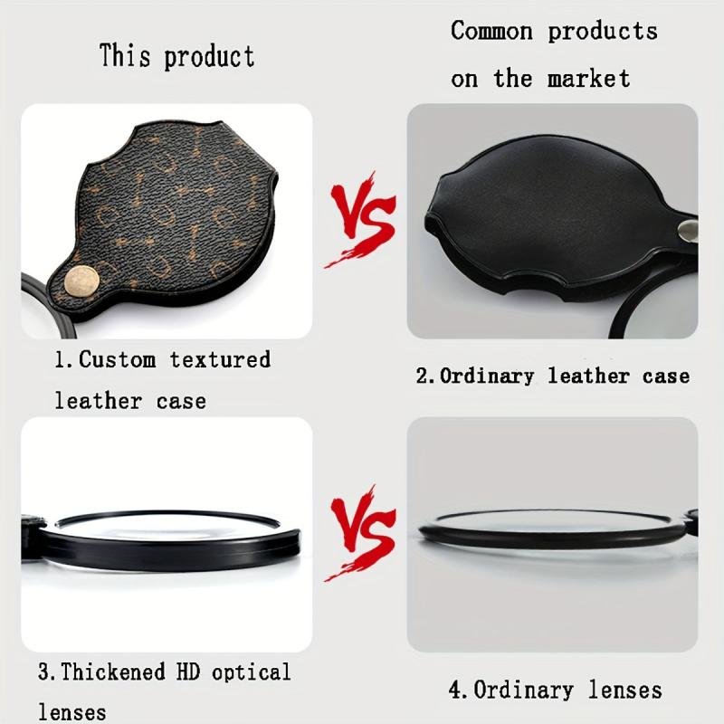 15x High Magnification Portable Leather Case Magnifying Glass