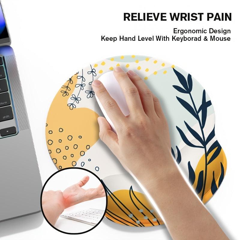 Tropical Plant Geometric Graphic Wrist Rubber Mouse Pad for Laptop