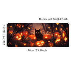 Halloween Cat and Pumpkin Print Desk Mat Non-Slip Mousepad