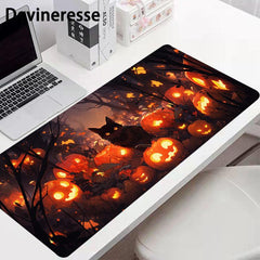 Halloween Cat and Pumpkin Print Desk Mat Non-Slip Mousepad